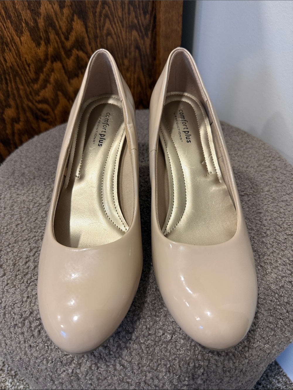 comfort plus by Predictions Nude Patent Round-Toe Pumps